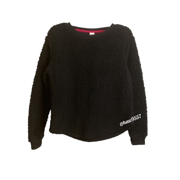Sonoma Ladies Intimates Black Fleece Size M Sweatshirt Soft Fluffy Cozy Top - Picture 1 of 6